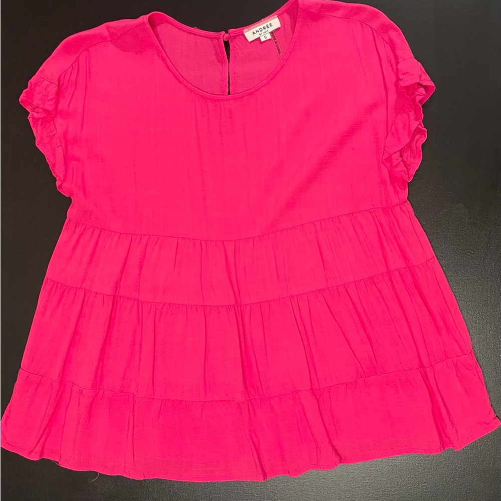 ANDREE BY UNIT Hot Pink Tiered Ruffle Blouse